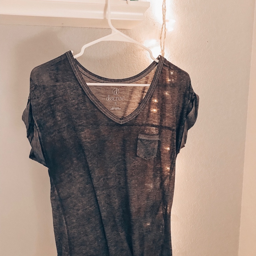Charcoal loose fit v neck tee